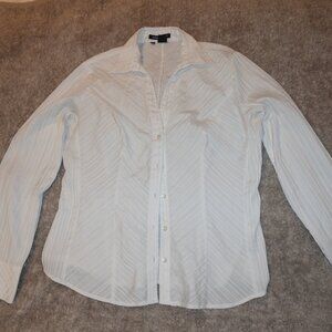 Women's Sandra Ingrish Size 10 White Long Sleeve Button Down Blouse